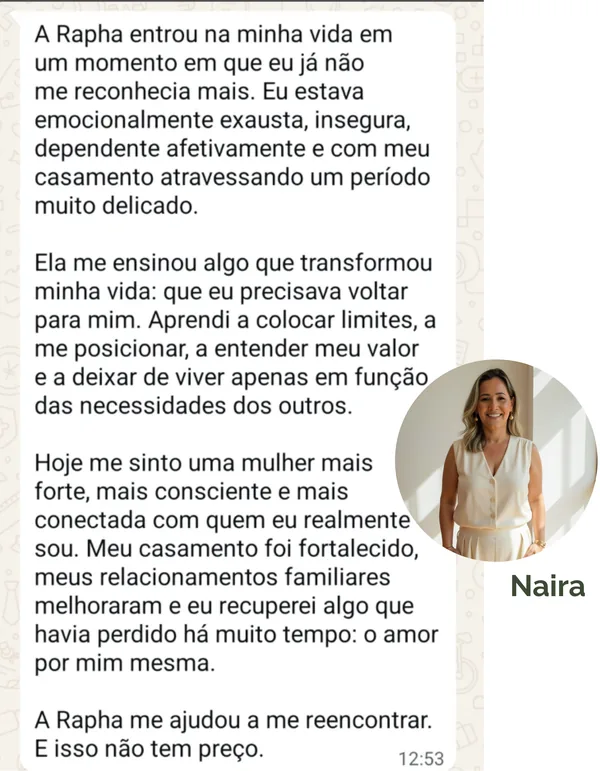 Depoimento Naira - mentorada Rapha Saar